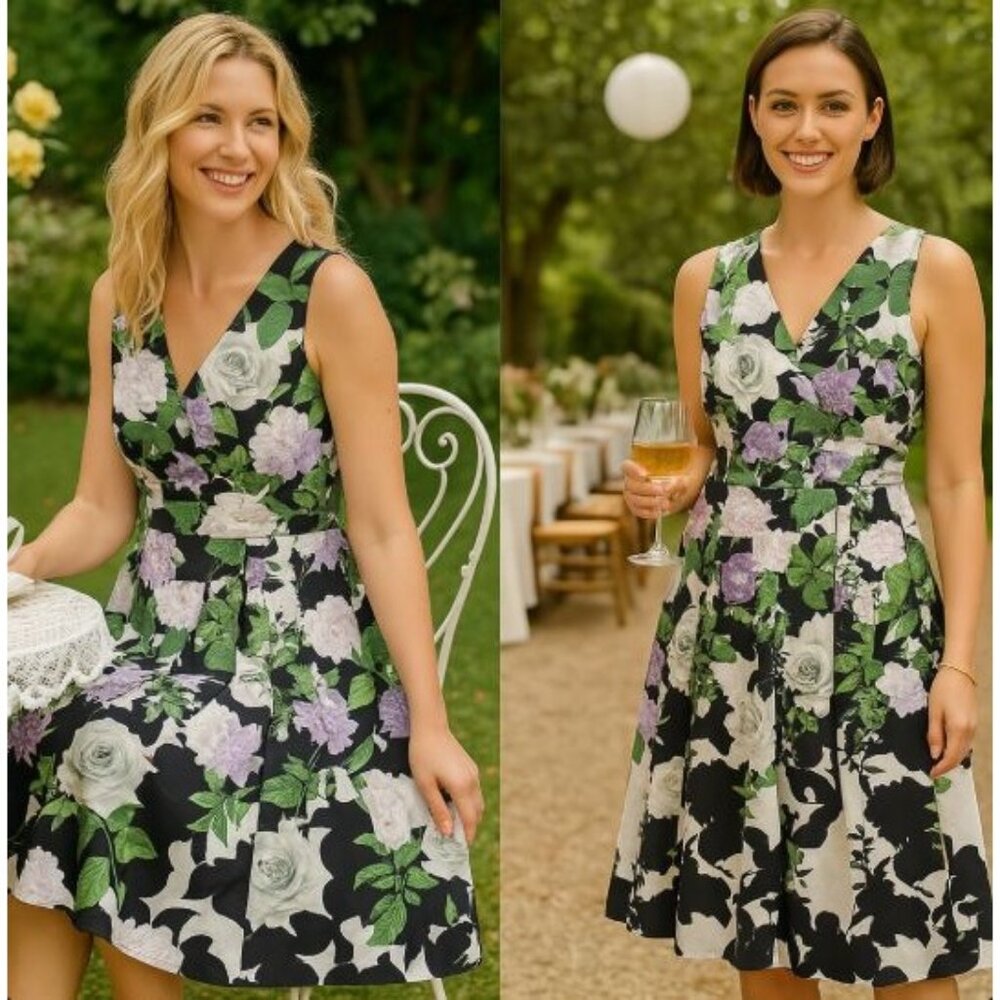 Talbots Women’s Dress 4P Cottage core Floral Fashion Garden Core Ladies Luncheon